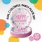 50 Count Pink Birthday Print Paper Plates for Girl Party Supplies Celebration 7 Inch